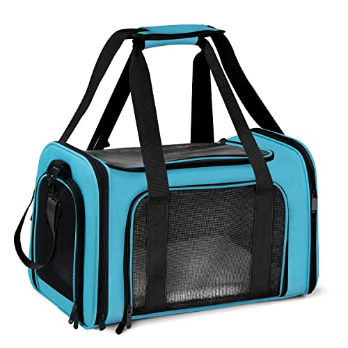 Henkelion Cat Carriers Dog Carrier Pet Carrier for Small Medium Cats Dogs Puppies up to 15 Lbs, Airline Approved Small Dog Carrier Soft Sided, Collapsible Travel Puppy Carrier - Blue