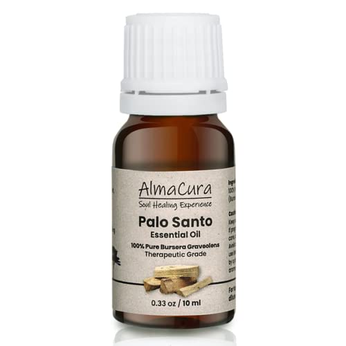 Almacura Palo Santo Essential Oil. 10ml (0.33 oz) 100% Pure. Therapeutic Grade. from Peruvian Ethically Harvested Source. Meditation, Stress Relief, Energy Cleansing. Soul Healing Experience