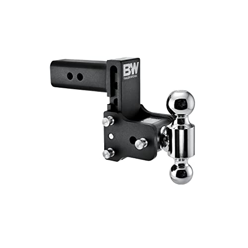 B&W Trailer Hitches Tow & Stow Adjustable Trailer Hitch Ball Mount - Fits 2.5" Receiver, Dual Ball (2" x 2-5/16"), 5" Drop, 14,500 GTW - TS20037B