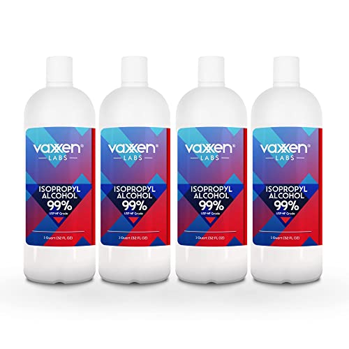Isopropyl Alcohol 99% (IPA) - USP-NF Concentrated Rubbing Alcohol - Made in USA - 128 Fl Oz/Gallon (4 Quarts/Bottles)