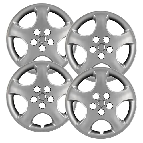 Hubcaps.com - Premium Quality 15" Silver Hubcaps / Wheel Covers fits Toyota Corolla, Heavy Duty Construction (Set of 4)