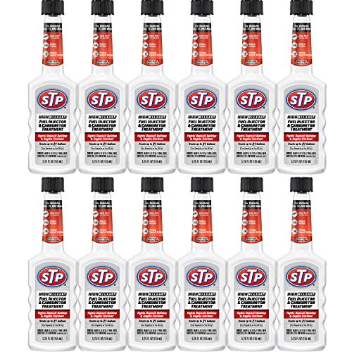 High Mileage Fuel Injector Cleaner and Carburetor Cleaner Treatment, Bottled Lubricant for Upper Cylinder, 5.25 Oz, 12 Count, STP