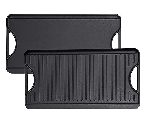 GasSaf Cast Iron Reversible Griddle with Handles, 20 Inch x 10.5 Inch Big Grill Pan for Stovetop