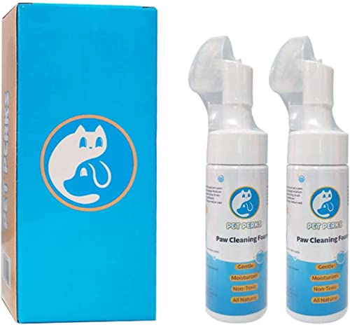 Pet Perks Paw Cleaner 2 Pack, Paw Cleaner for Dogs and Cats, Waterless Shampoo, Pet Grooming Brush, Paw Moisturizer, No-Rinse Dog Shampoo, Fragrance Free, Gentle