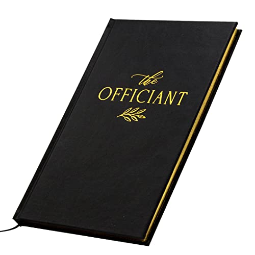 MUUJEE Wedding Officiant Book - Black Gold Embossed Hardcover Journal Notebook Pastor Sermon Notes Officiant Gift - Wedding Gift Ideas (Design 3)