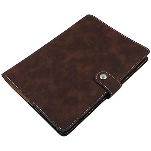 A5 PU Leather Notebook Binder, Refillable 6 Round Ring Binder Cover for A5 Filler Paper, Notebook Personal Planner Binder - Dark Brown