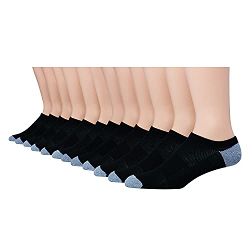 Hanes mens X-temp Lightweight No Show Socks, 12-pair Pack Casual Sock, Black, 6 12 US