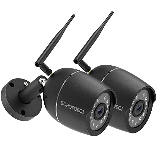 GOAOFOEOI Security Camera Outdoor 2 Pack, 1080P WiFi Cameras for Home Security Outdoor Waterproof Bullet Camera Two-Way Audio, Motion Detection Alert, Metal Case Cameras Compatible with Alexa