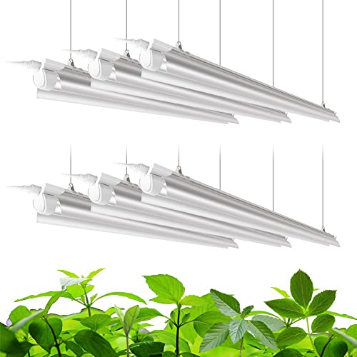 Barrina Plant Grow Lights, 4FT 5000K Full Spectrum Daylight White, 252W(6 x 42W, 1400W Equivalent), T8 LED Grow Light Strips, Growing Lamp Fixture, Plant Lights for Indoor Plants, Greenhouse, 6-Pack