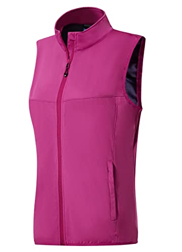Willit Women's Lightweight Vest Sleeveless Golf Jacket, Windproof Weather Resistance for Running Hiking Casual Slim Fit Peach XL