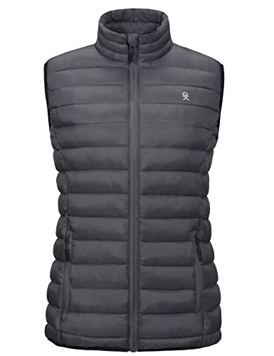 Little Donkey Andy Women's Lightweight Warm Puffer Golf Vest for Hiking Travel Casual Steel Gray L