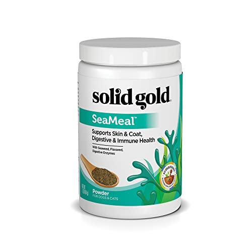 Solid Gold SeaMeal Multivitamin for Cats & Dogs - Grain Free Kelp Supplement - Digestive Enzymes for Dogs - Gut Health & Immune Support - Healthy Skin & Coat - Omega 3 & Superfood Powder - 1 LB