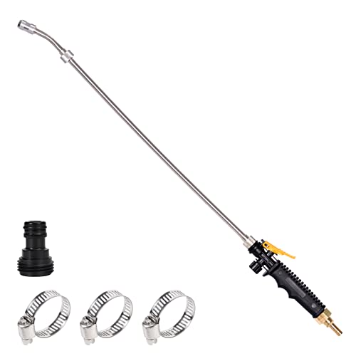 29 Inch Replacement Sprayer Wand, Stainless Steel 3/8" Brass Barb Watering Wand, Universal Pressure Washer Wand with Shut off Valve & Hose Quick Connector for Garden Car Window Cleaning (1 Set)