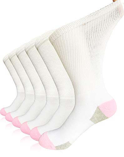 SYOLLAVE Women Diabetic Socks Non-Binding Wide Top Loose Fitting Medical Hospital Socks for Diabetes Edema Thick Ankle Crew Socks Casual Dress Sox