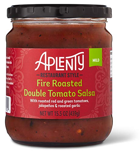 Amazon Brand - Aplenty, Fire Roasted Double Tomato Salsa - Mild, Smoky , 15.5 oz