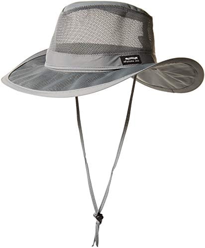 Panama Jack Mesh Crown Safari Sun Hat, 3" Brim, Adjustable Chin Cord, UPF (SPF) 50+ Sun Protection (Charcoal, Medium)
