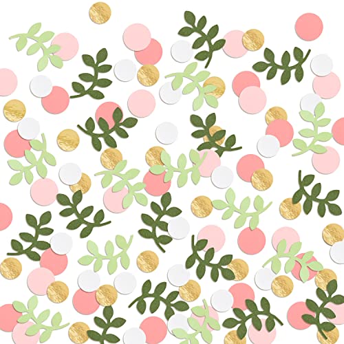 Greenery Golden Pink Eucalyptus Dots Confetti Baby Shower Green Scatter Table Decoration Flamingo Girl Boho Theme Party Bridal Shower Party Wedding Nursery Decor Supplies 210 Pcs