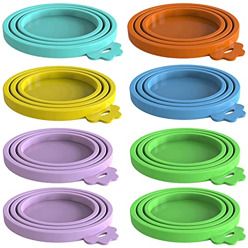 WANBAO 8 pack Silicone Pet Food Can Lids for 3 Standard Size Food Cans for Pet Food Cans or Canned Goods, Multicolor