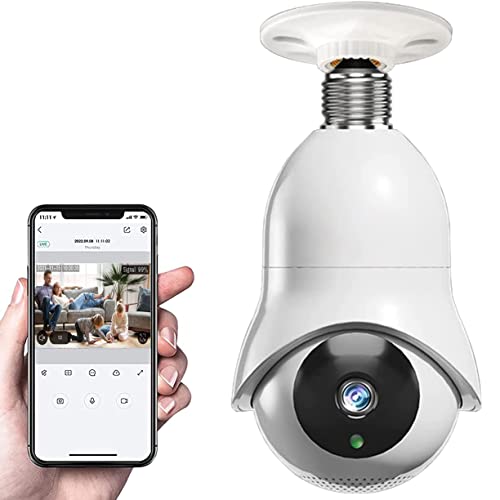 bluedery Light Bulb Camera 2.4GHz & 5G WiFi, 1080P E27 Light Bulb Camera Security Camera, Indoor 360Home Security Cameras, Full Color Day and Night, Smart Motion Detection, Two-Way Audio