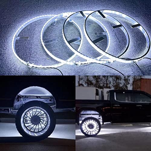 Sando Tech 15.5 Pure White Solid Color IP68 Waterproof Brightest Strobe Led Wheel Ring Lights Tire Lights Rim Light Up for Truck Vehical Offroad