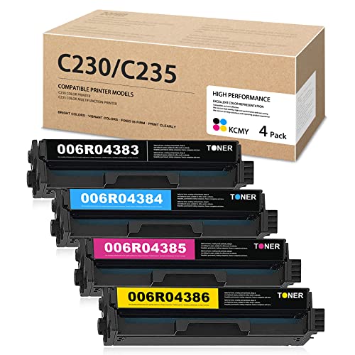 DOPHEN C230/C235 Toner Cartridge Set 006R04383 006R04384 006R04385 006R04386 Toner Cartridge Set Replacement for Xerox C230 C235 Printer ( 4Pack, BKCMY)