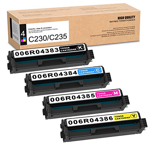 C230/C235 Toner Cartridges 4Pack(1BK/1C/1M/1Y) - EAXE High Capacity 006R04383 006R04384 006R04385 006R04386 Toner Replacement for C230 C235 Printer