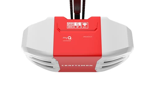 CRAFTSMAN 1/2 HP Smart Garage Door Opener - myQ Smartphone Controlled - Chain Drive, Wireless Keypad Included, Model CMXEOCG472, Red