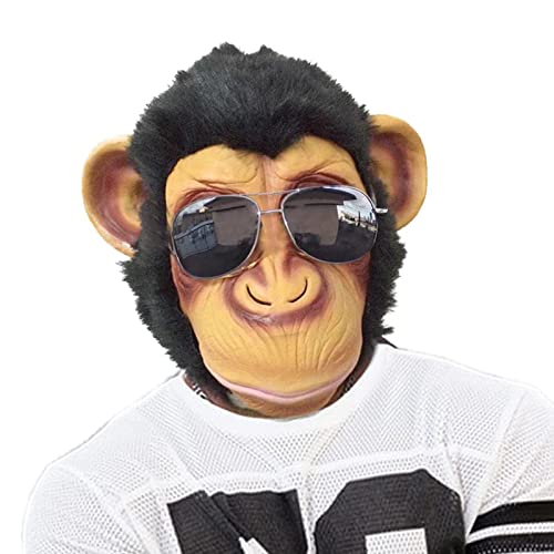 molezu Monkey Mask, Halloween Costume Party Animal Head Mask, Adult Chimp Mask Black