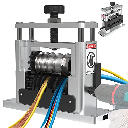 Tanfix Drill Powered Scrap Wire Stripper Machine, Cable Stripping Machine 6 Channels & 5 Carbide Blade, Stripping Wire from 7/0 to 15 gauge, Efficient recycling of Copper Wire (Bright Silver)