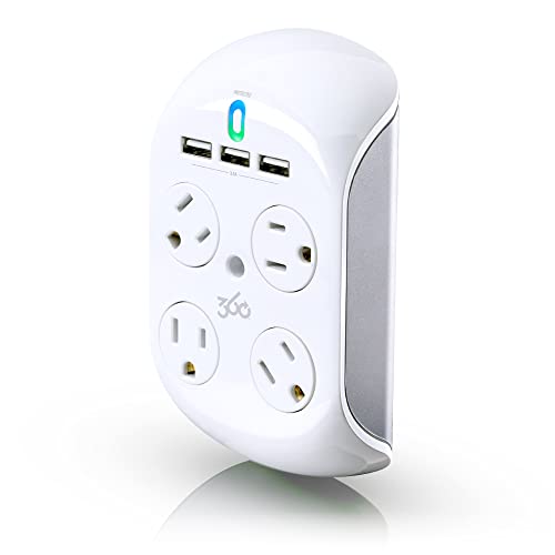 360 Electrical Revolve 3.4 (918J) 4-Outlet Rotating Surge Tap w/ 3.4A 3-Port USB