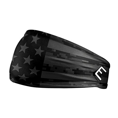 Unisex Headband/Sweatband. Best for Sports, Fitness, Working Out, Yoga. Tapered Design. (Shadow USA Flag 2.0)