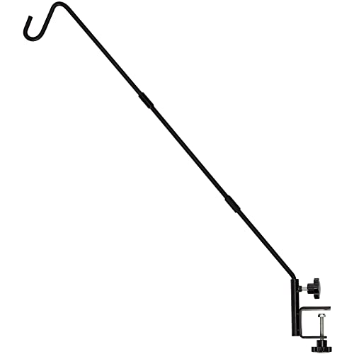 Juegoal Heavy Duty Deck Hook with 2 Inch Non Slip Clamp, 25 to 36 Inch Extended Reach Deck Hook, Adjustable Rail Pole Plant Bracket for Hanging Bird Feeder, Plants, Suet Baskets, Lanterns, Wind Chimes