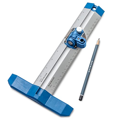 9 Quick Draw Marking Gauge Single-Handed Measuring and Marking Tools w/Spring-Loaded Scale, Dovetail Keyway - Aluminum Ruler to Mark Mortises & Grooves  Multi-Purpose Slide Ruler - Carpentry Tools