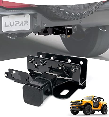 Lupar Trailer Tow Hitch, Aluminum Alloy 2 Receiver Hitch Compatible with Ford Bronco 2021-2022 2/4 Door, Rear Bumper Tow Hook - Black