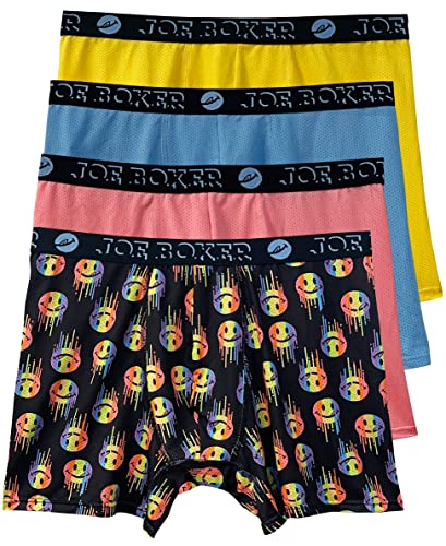 Joe Boxer Mens Boxer Briefs 4-Pack  Performance Mesh Boxer Briefs for Men Pack - Mens Underwear (Little Boy Blue, Large)