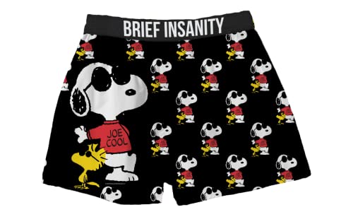 BRIEF INSANITY Snoopy Unisex Joe Cool Boxer Shorts for Men and Women | Peanuts Print Snoopy Boxer Shorts | Charlie Brown Underwear