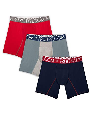 Fruit of the Loom mens Breathable (Regular & Big Man) Boxer Briefs, Regular Leg - Performance Cooling 3 Pack Assorted, XX-Large US