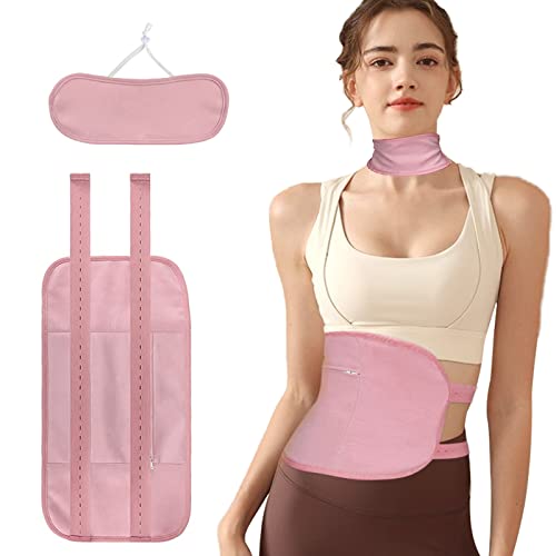 2Pcs Castor Oil Pack Wrap, Reusable Organic Castor Oil Pack Kit for Liver Detox,Insomnia,Constipation, Adjustable Elastic Strap Flannel Cotton Machine Washable Anti Oil Leak(Pink)