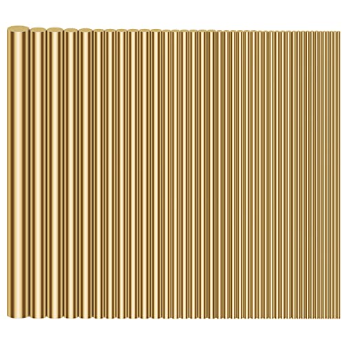 48 Pieces Brass Round Rods Kit, 1mm-8mm in Diameter, 100mm in Length, Sutemribor Brass Solid Round Rod Lathe Bar Stock for DIY Craft Making, Knife Making Pins, Handle Pins