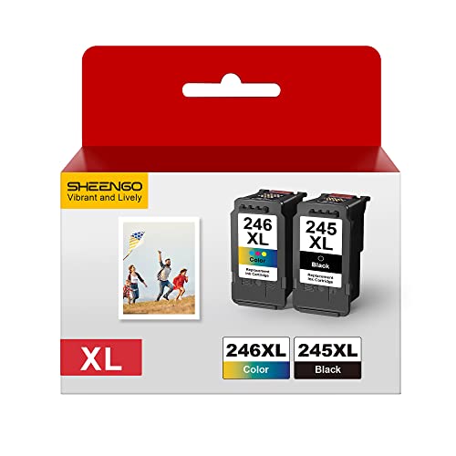 SHEENGO Remanufactured 245XL Ink Cartridges Replacement for Canon 245 PG-245XL CL 246 for PIXMA MG2522 MX490 MX492 TS3122 TS3322 TR4522 TR4520 TS3320 MG3022 MG2520 MG2922 Printer(1 Black, 1 Tri-Color)