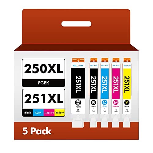 PGI-250XL CLI-251XL for Canon Ink 250 and 251 Cartridges to use with PIXMA MX922, MG5420, MG5520, MG5522, MG6320, MG6620, iP7220 (Black, Cyan, Magenta, Yellow, PGBK)