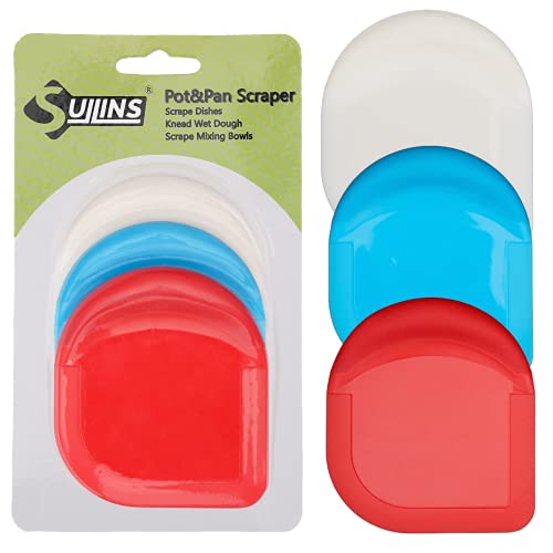 SULLINS Plastic Scraper, Pack Of 3 | Plastic Scraper Tool | Multicolor Set, Ideal Plastic Scraper Tool Kitchen | Scrappers for Cleaning | Silicone Scrubber for Dishes | Multipurpose Food Scraper