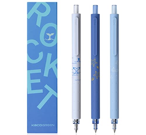 Xixixiaozhu K1028 Rocket Series Retractable Gel Ink Pens, Rolling Ball Office Pen for Man Women, Fine Point 0.5mm(Ocean Story,3-Pack,Black Ink)