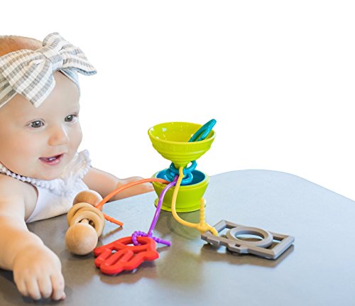 Grapple Suction Cup High Chair Toys Holder | 3 Toy Tethers Keep Toys from Falling | Holds Teethers, Toys, Snack Cups | for Babies 6-12 Months | Perfect for Travel and Restaurant