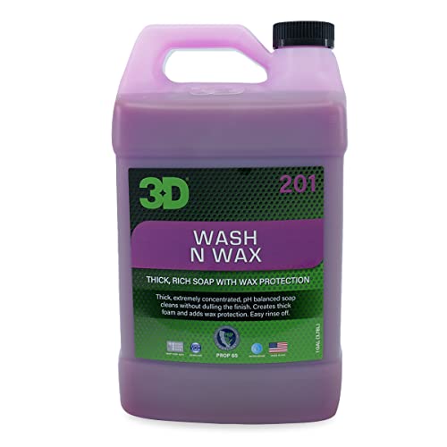 3D Wash N Wax Car Wash Soap - pH Balanced, Easy Rinse, Scratch Free Soap with Wax Protection - 1 Gallon