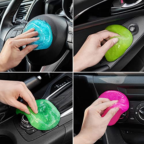 FiveJoy Car Cleaning Gels, 4-Pack Universal Auto Detailing Tools Car Interior Cleaner Putty, Dust Cleaning Mud for PC Tablet Laptop Keyboard, Air Vents, Camera, Printers, Calculator - 320g (2.8oz/pcs)