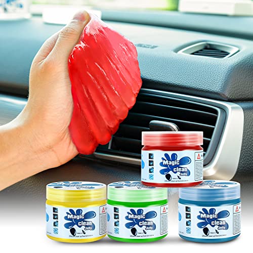 DNA MOTORING TOOLS-00150 (4 Pack) Car Cleaning Jelly Auto Detailing Tool Universal Clean Gel Auto Vent Air Interior Home & Office Electronics Keyboard Cleaner (4 Units),Blue+Red+Green+Yellow
