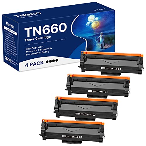 TN660 Toner Cartridge Replacement Compatible for Brother TN 660 TN-660 TN630 High Yield to use with HL-L2380DW HL-L2320D HL-L2340DW DCP-L2540DW MFC-L2700DW MFC-L2720DW Printer (Black, 4 Pack)