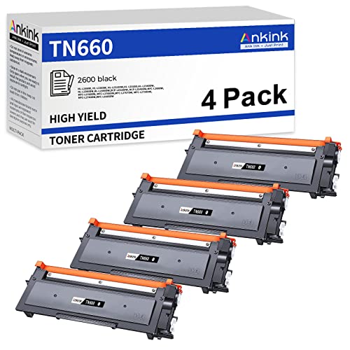 ANKINK High Yield TN660 TN630 Black Toner Cartridge Replacement for Brother TN-660 630 to Use with MFC-L2700DW L2720DW L2740DW HL-L2300D L2320D L2360DW L2380DW DCP-L2540DW Laserjet Printer4 Pack