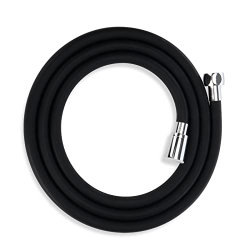 Hijinshao Shower Hose 71 Inches Silicone Shower Hose,Extra Long Smooth Handheld Shower Hose360 Degree Free RotationFlexible Anti-Kink Handheld Shower Head Hose with Brass Insert and NutBlack